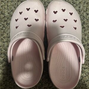 Baby pink women’s disney crocs